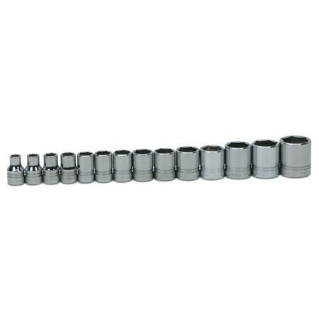 WILLIAMS Socket Set, 14 Pieces, 1/2 Inch Dr, Shallow, 1/2 Inch Size JHWWSS-14HRC
